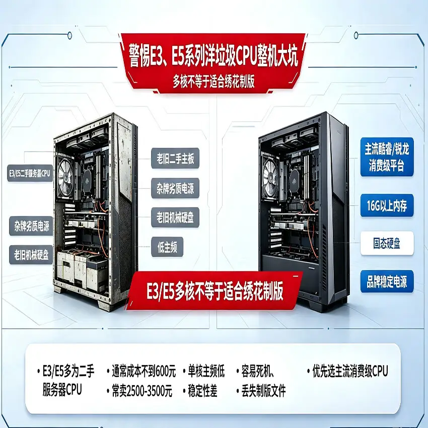 绣花制版电脑警惕E3、E5洋垃圾CPU整机避坑配置图